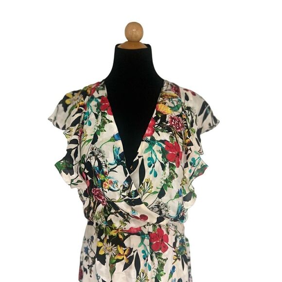 Parker 100% Silk Floral Constance Flutter- Blouson Dress Women Size S - Picture 6 of 16